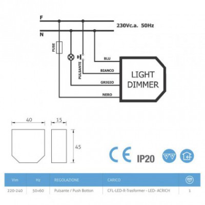 Dimmer LED profesional universal para instalación caja de pared y controlable con interuptor