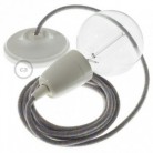 Pendel en porcelana, lámpara colgante cable textil Lollipop en Algodón RX09