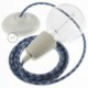 Pendel en porcelana, lámpara colgante cable textil Bicolor Gris Piedra y Océano en Algodón RP25