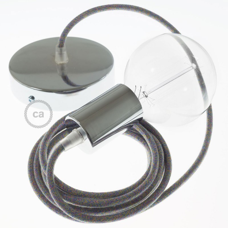 Pendel único, lámpara colgante cable textil Lollipop en Algodón RX09