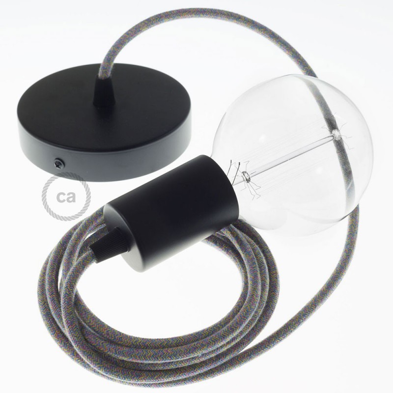 Pendel único, lámpara colgante cable textil Lollipop en Algodón RX09