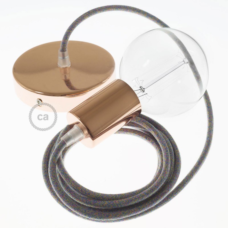Pendel único, lámpara colgante cable textil Lollipop en Algodón RX09