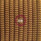 Pendel único, lámpara colgante cable textil ZigZag Dorado y Burdeos en tejido Efecto Seda RZ23