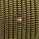 Pendel único, lámpara colgante cable textil ZigZag Dorado y Negro en tejido Efecto Seda RZ24