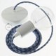 Pendel único, lámpara colgante cable textil Bicolor Gris Piedra y Océano en Algodón RP25