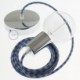 Pendel único, lámpara colgante cable textil Bicolor Gris Piedra y Océano en Algodón RP25