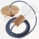 Pendel único, lámpara colgante cable textil Bicolor Gris Piedra y Océano en Algodón RP25
