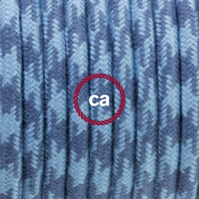 Pendel único, lámpara colgante cable textil Bicolor Gris Piedra y Océano en Algodón RP25