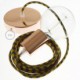 Pendel único, lámpara colgante cable textil Bicolor Miel Dorado y Antracita en Algodón RP27