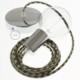 Pendel único, lámpara colgante cable textil Bicolor Verde Tomillo y Gris pardo en Algodón RP30
