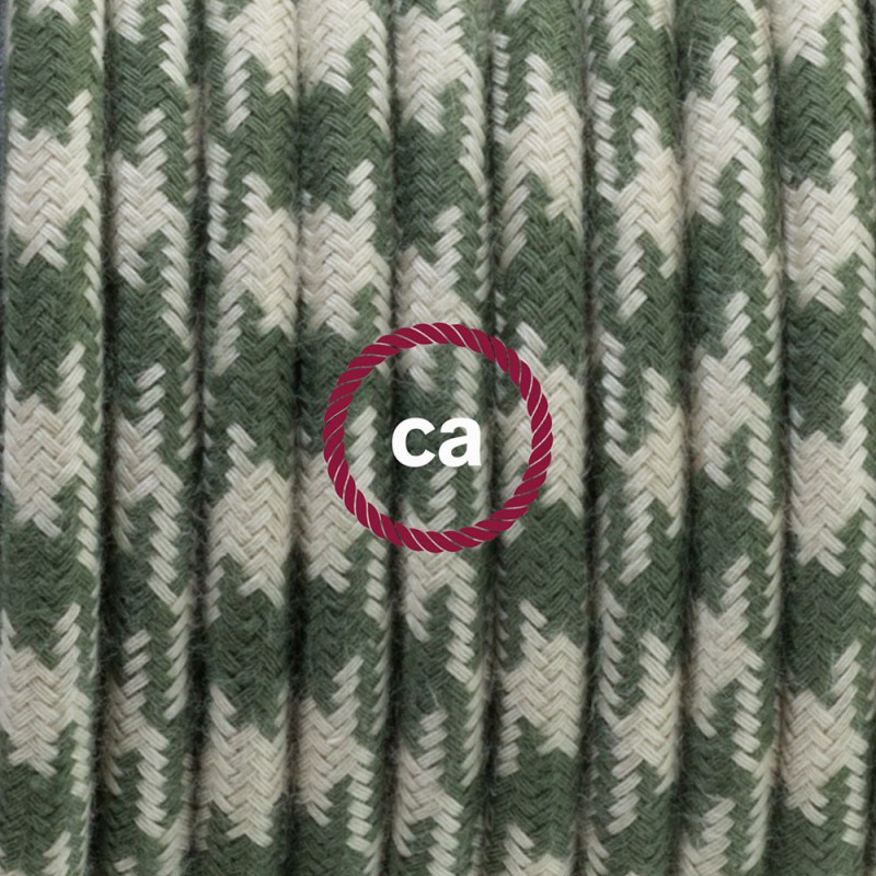 Pendel único, lámpara colgante cable textil Bicolor Verde Tomillo y Gris pardo en Algodón RP30
