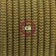 Pendel único, lámpara colgante cable textil ZigZag Miel Dorado y Antracita en Algodón RZ27