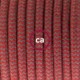 Pendel único, lámpara colgante cable textil ZigZag Rojo Fuego y Gris en Algodón RZ28