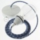 Pendel para pantalla, lámpara colgante cable textil Bicolor Gris Piedra y Océano en Algodón RP25