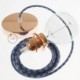 Pendel para pantalla, lámpara colgante cable textil Bicolor Gris Piedra y Océano en Algodón RP25