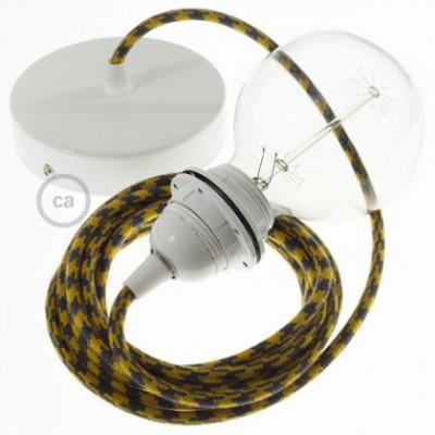 Pendel para pantalla, lámpara colgante cable textil Bicolor Miel Dorado y Antracita en Algodón RP27