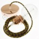 Pendel para pantalla, lámpara colgante cable textil Bicolor Miel Dorado y Antracita en Algodón RP27