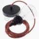 Pendel para pantalla, lámpara colgante cable textil Bicolor Rojo Fuego y Gris en Algodón RP28