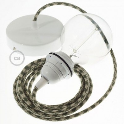 Pendel para pantalla, lámpara colgante cable textil Bicolor Verde Tomillo y Gris pardo en Algodón RP30