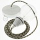 Pendel para pantalla, lámpara colgante cable textil Bicolor Verde Tomillo y Gris pardo en Algodón RP30