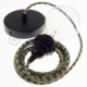 Pendel para pantalla, lámpara colgante cable textil Bicolor Verde Tomillo y Gris pardo en Algodón RP30