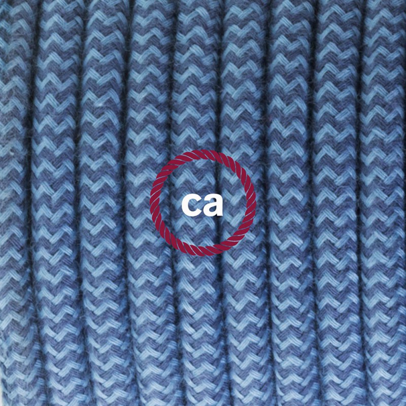Pendel para pantalla, lámpara colgante cable textil ZigZag Gris Piedra y Océano en Algodón RZ25