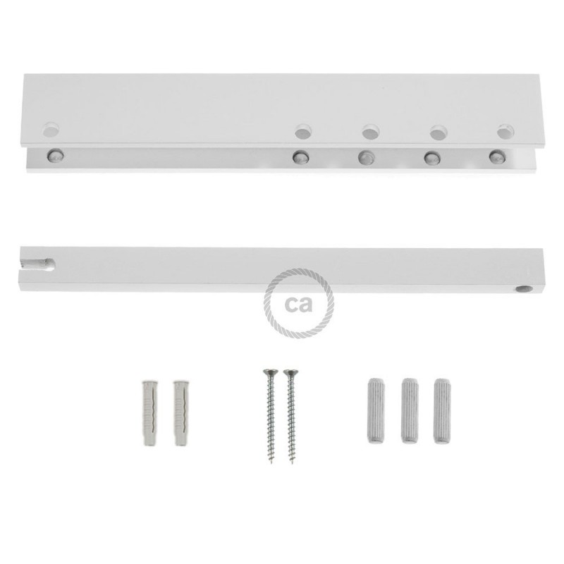 Pinocchio, soporte de pared regulable en madera pintado blanco para lámparas colgantes.