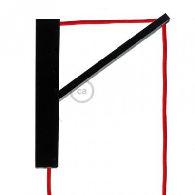 Pinocchio, soporte de pared regulable en madera pintado negro para lámparas colgantes.