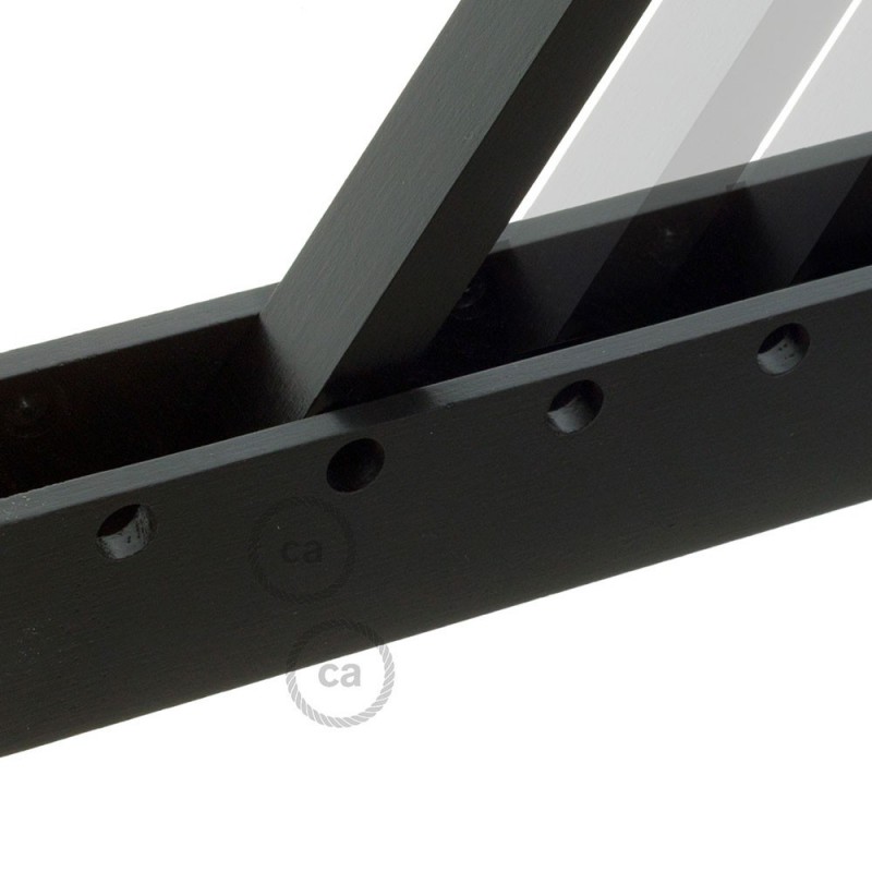 Pinocchio, soporte de pared regulable en madera pintado negro para lámparas colgantes.