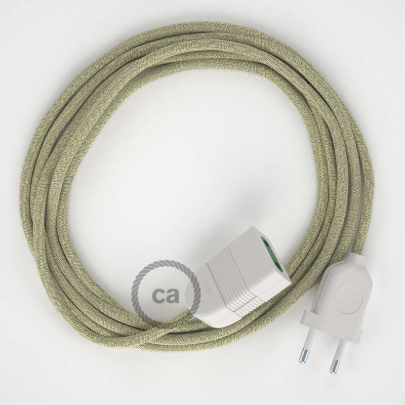 Alargador eléctrico con cable textil RN01 Lino Natural Neutro 2P 10A Made in Italy.