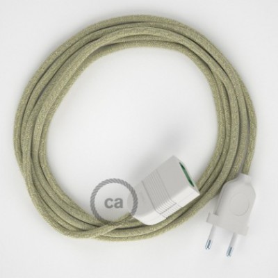 Alargador eléctrico con cable textil RN01 Lino Natural Neutro 2P 10A Made in Italy.