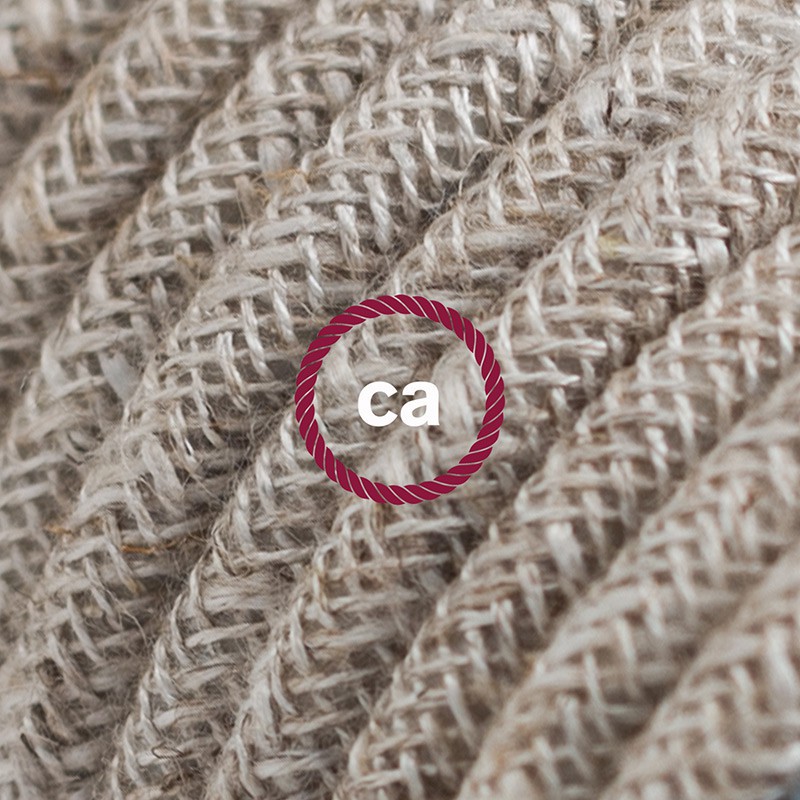 Alargador eléctrico con cable textil RN01 Lino Natural Neutro 2P 10A Made in Italy.