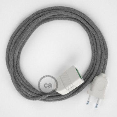 Alargador eléctrico con cable textil RN02 Lino Natural Gris 2P 10A Made in Italy.