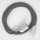 Alargador eléctrico con cable textil RN02 Lino Natural Gris 2P 10A Made in Italy.
