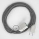 Alargador eléctrico con cable textil RN02 Lino Natural Gris 2P 10A Made in Italy.