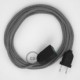 Alargador eléctrico con cable textil RN02 Lino Natural Gris 2P 10A Made in Italy.