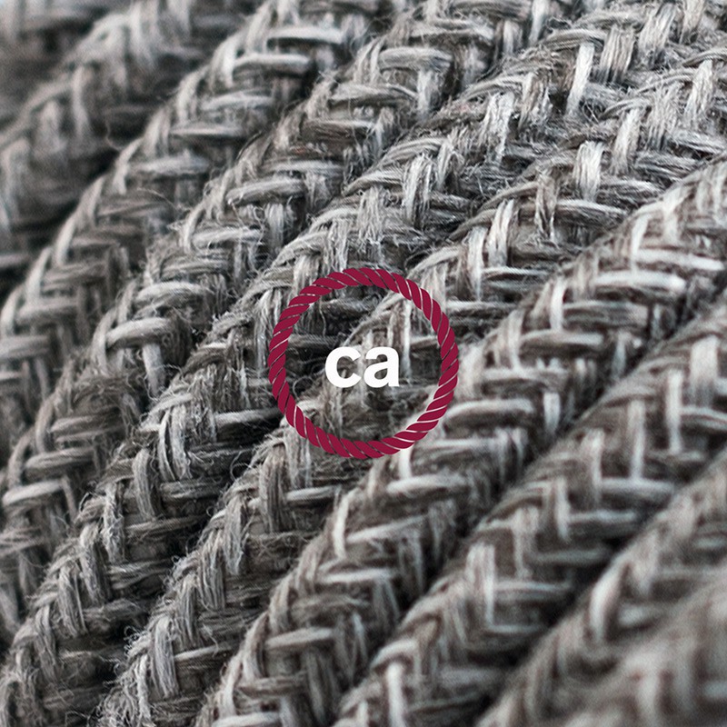 Alargador eléctrico con cable textil RN02 Lino Natural Gris 2P 10A Made in Italy.