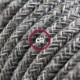 Alargador eléctrico con cable textil RN02 Lino Natural Gris 2P 10A Made in Italy.