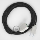 Alargador eléctrico con cable textil RN03 Lino Natural Antracita 2P 10A Made in Italy.