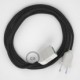 Alargador eléctrico con cable textil RN03 Lino Natural Antracita 2P 10A Made in Italy.