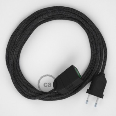 Alargador eléctrico con cable textil RN03 Lino Natural Antracita 2P 10A Made in Italy.