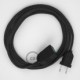 Alargador eléctrico con cable textil RN03 Lino Natural Antracita 2P 10A Made in Italy.
