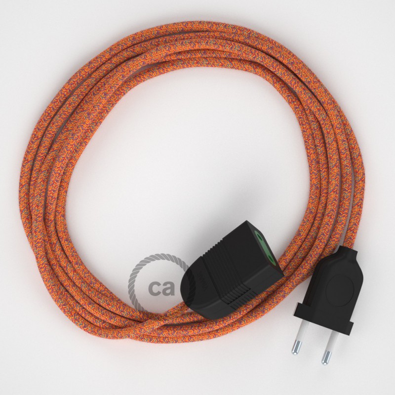 Alargador eléctrico con cable textil RX07 Algodón Indian Summer 2P 10A Made in Italy.