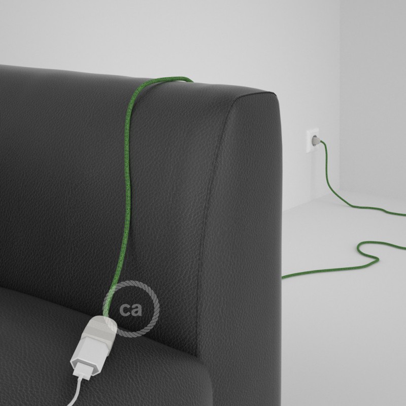 Alargador eléctrico con cable textil RX08 Algodón Bronte 2P 10A Made in Italy.