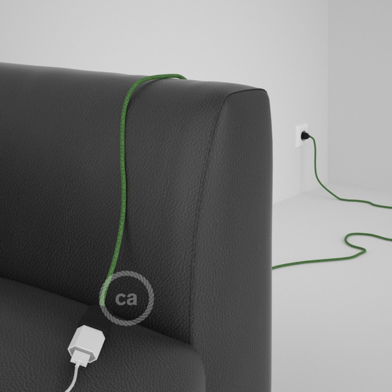 Alargador eléctrico con cable textil RX08 Algodón Bronte 2P 10A Made in Italy.