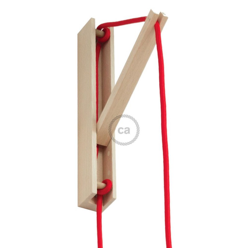Pinocchio, soporte de pared regulable en madera para lámparas colgantes.