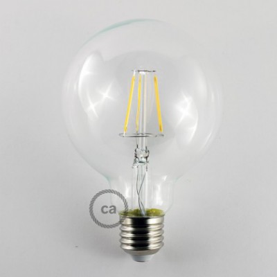 Bombilla Transparente LED Globo G95 Filamento Corto 4W E27 Decorativa Vintage 2700K