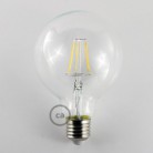 Bombilla Transparente LED Globo G95 Filamento Corto 4W E27 Decorativa Vintage 2700K