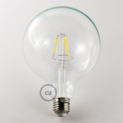 Bombilla Transparente LED GloboXL G125 Filamento Corto 4W E27 Decorativa Vintage 2700K