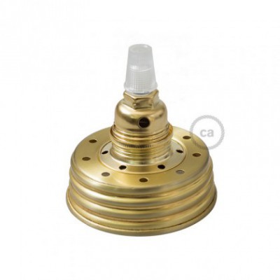 Kit de iluminación para tarro de vidrio en metal color Oro, prensaestopa cónico y portalámparas E14 de metal latón